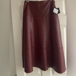 ATM Anthony Thomas Melillo Deep Red A-Line Leather Skirt